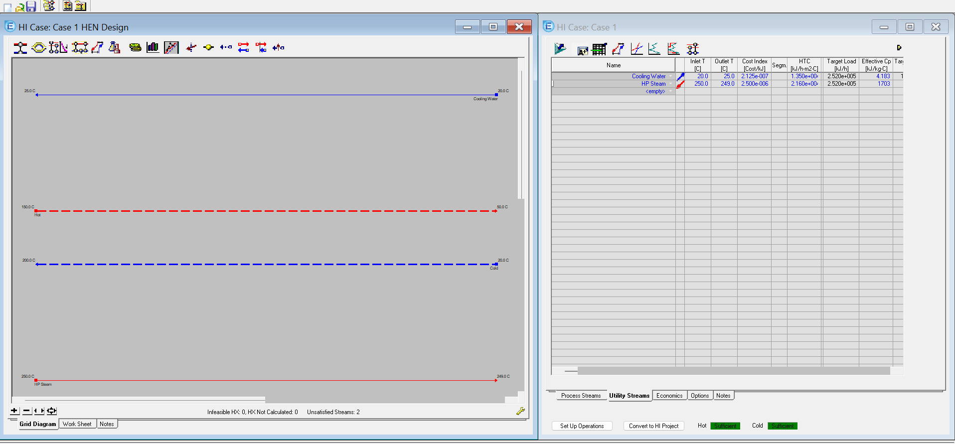HEN diagram setup